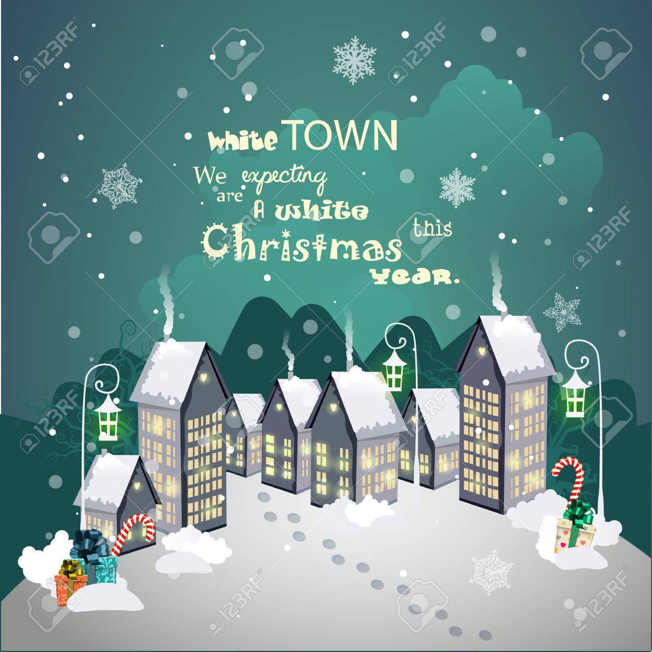 Natale Antico Immagini.Vettoriale Natale Antica Citta Su Una Cartolina D Auguri Image 34994713