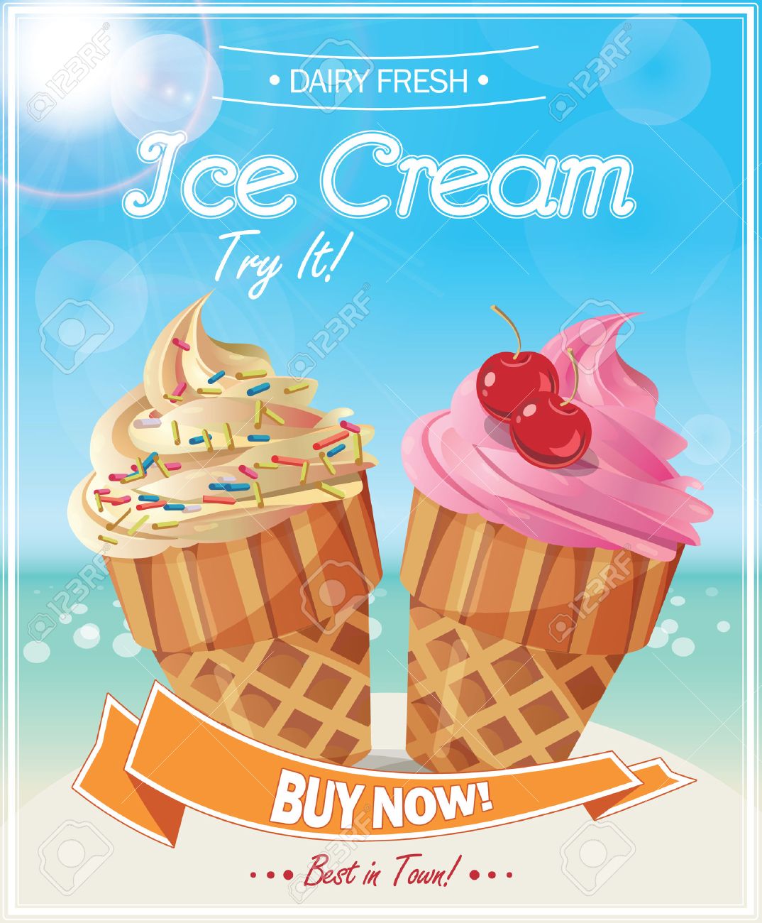 デザイン看板A4】アイスクリーム ピンク☆ポスター絵ソフトクリーム