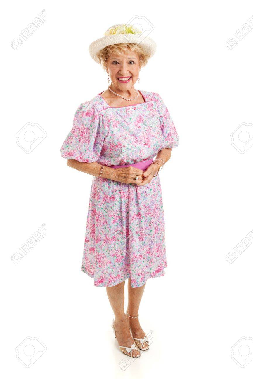 Belle Dame Agee De La US Southern Vetue D une Robe De Soiree Et Un Chapeau. Complet Du Corps Isole Sur Blanc. Banque D Images et Photos Libres De Droits. Image 18904521