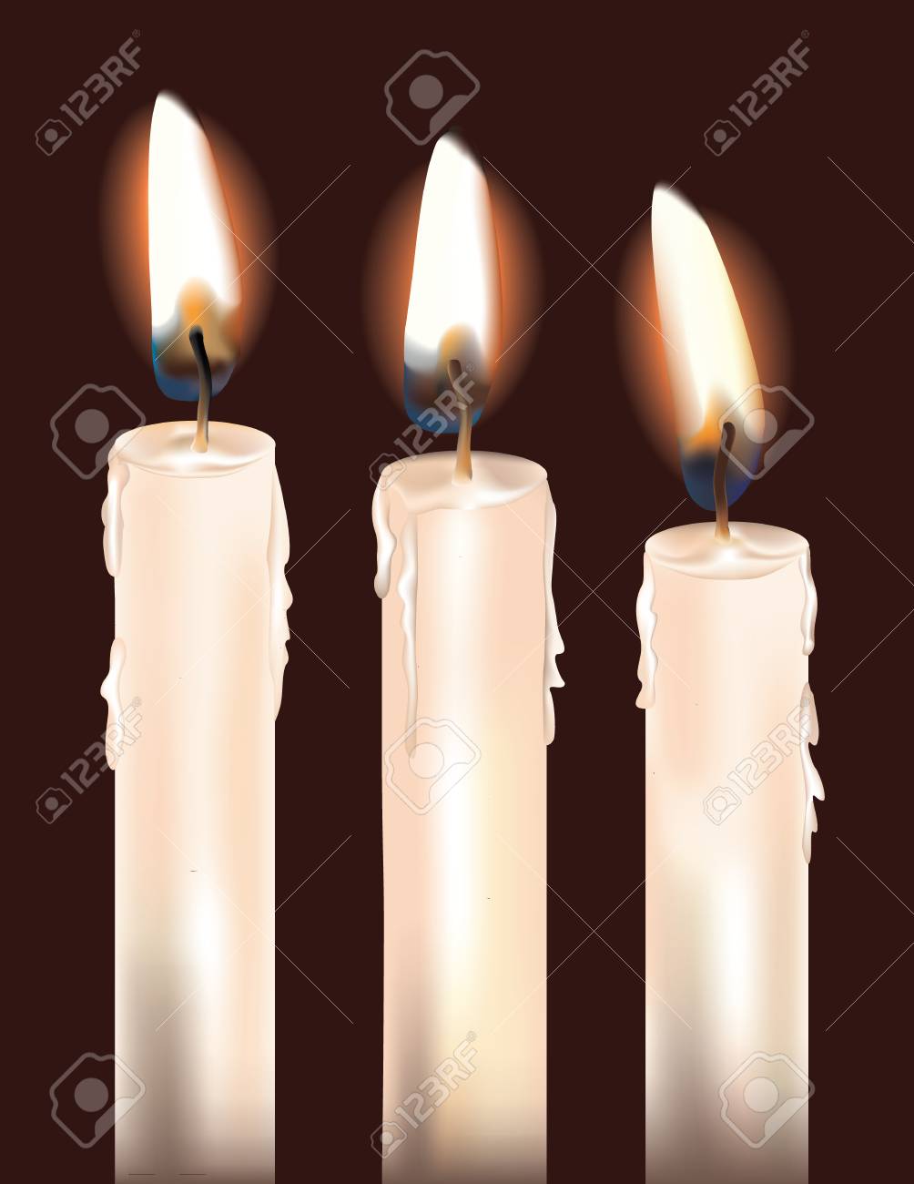 Ilustración De Tres Velas Blancas Iluminadas Ilustraciones Vectoriales Clip Art Vectorizado Libre De Derechos Image 90028152