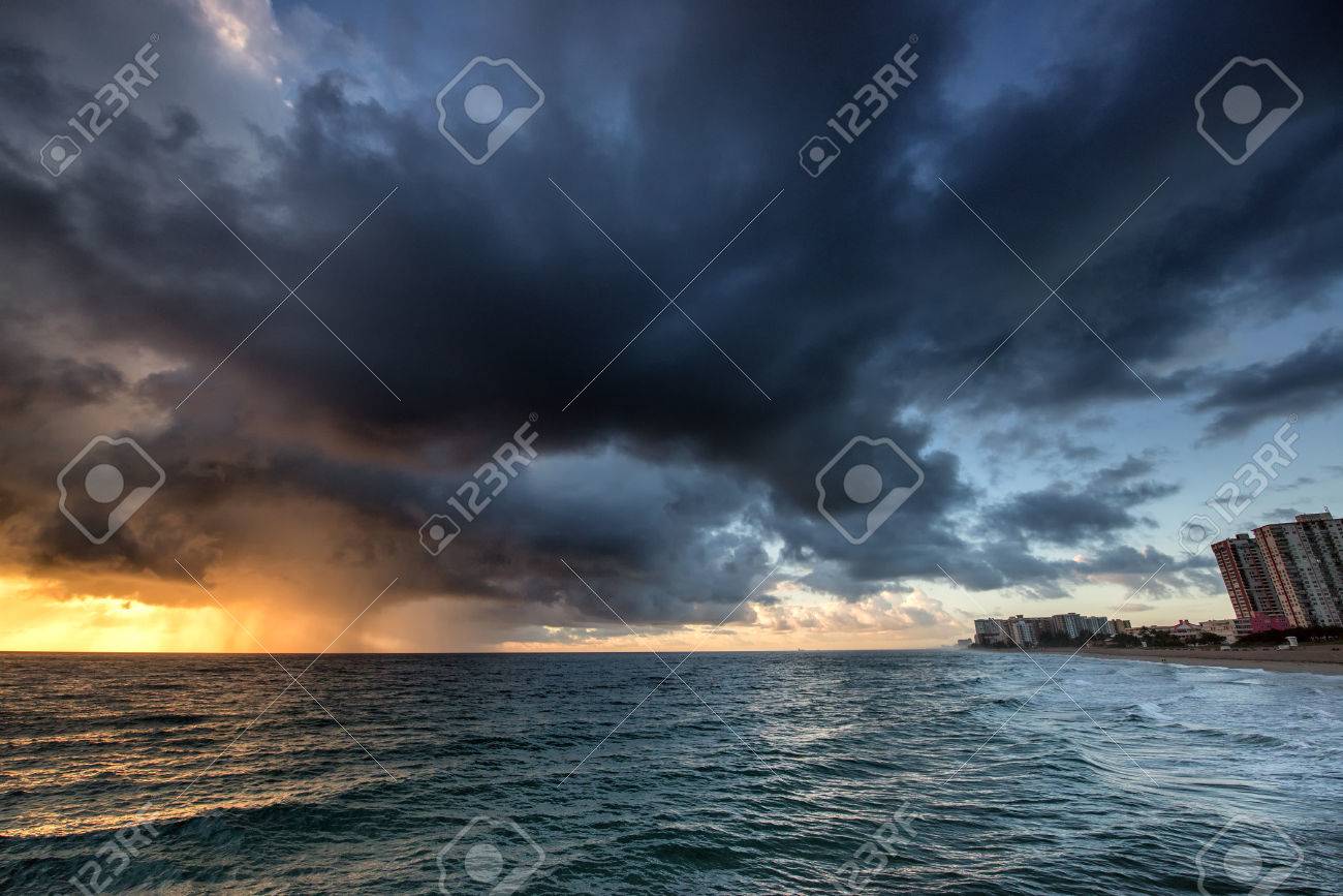 early morning rainy landscape