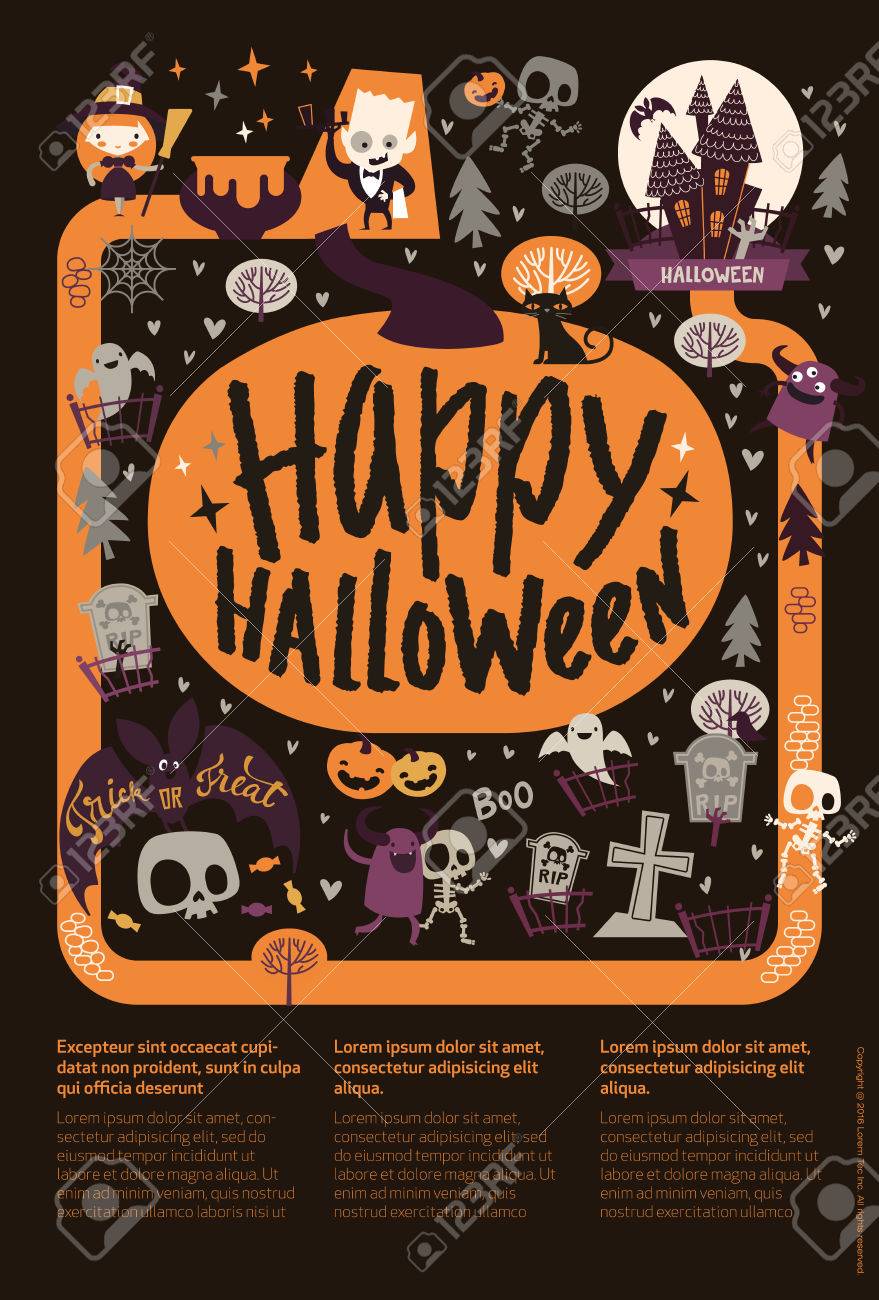 cute festive happy halloween announcement banner template with happy halloween templates