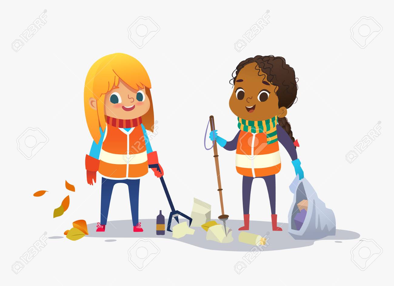 Two girls wearing unoform collect rubbish for recycling at park. Kids gathering plastic bottles and garbage for recycling. Boy throws litter into bin. Early childhood education.Vector. Isolated. - 115115430 Two girls wearing unoform collect rubbish for recycling at park. Kids gathering plastic bottles and garbage for recycling. Boy throws litter into bin. Early childhood education.Vector. Isolated. - 115115430