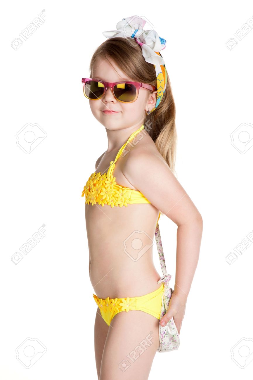 little girl wearing swimsuit