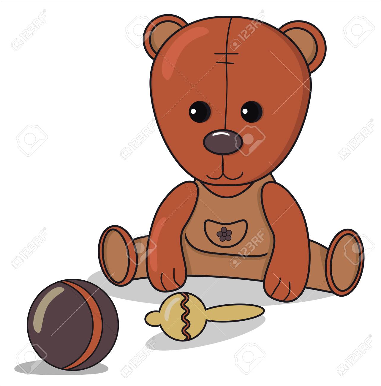 Teddy Bear With Beanbag Ball Baby Announcement Metric Card