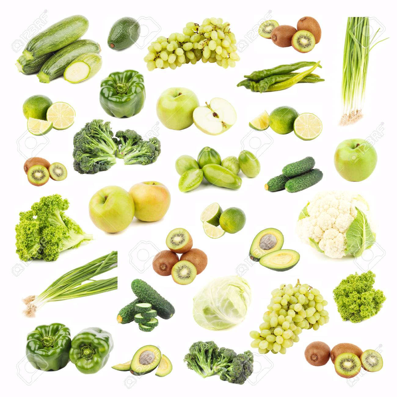 frutas y verduras de color blanco