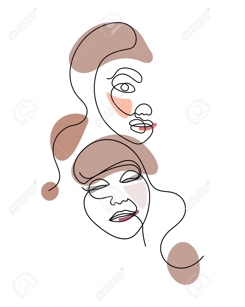 Abstract Face One Line Drawing Portrait Minimalistic Style Royalty Free Cliparts Vectors And Stock Illustration Image