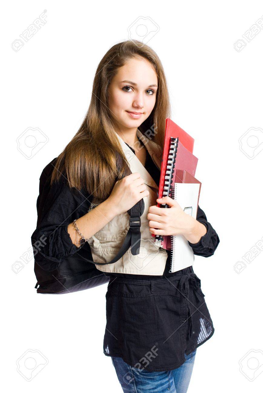 ゴージャスなブルネット高校生女の子の肖像画 の写真素材 画像素材 Image