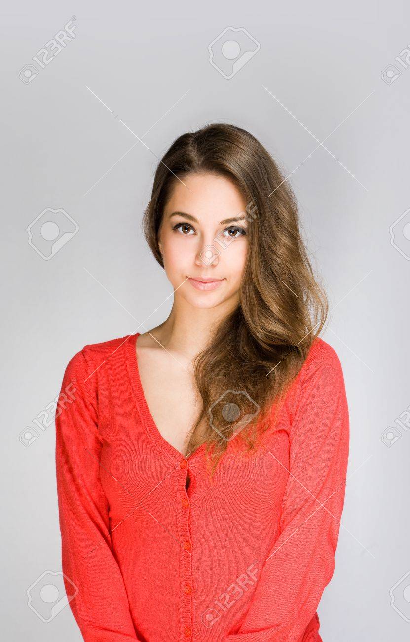 Portrait Of A Beautiful Shy Young Brunette Woman Stock Photo Picture And Royalty Free Image Image 17851910