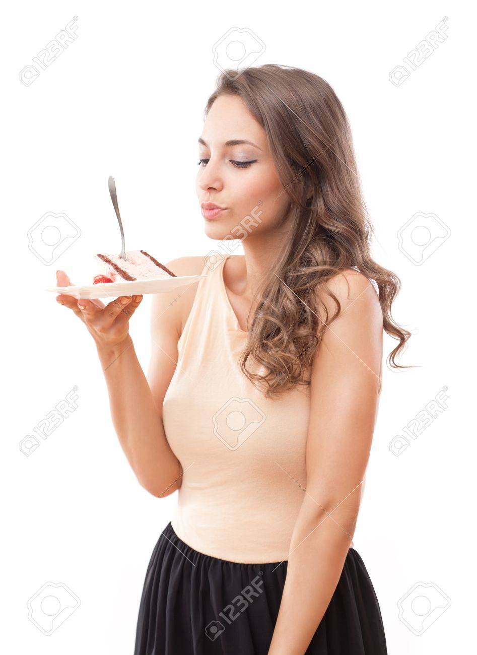 ケーキと食欲をそそる美しい若いブルネットの女性に合います の写真素材 画像素材 Image ケーキと食欲をそそる美しい若いブルネットの女性に合います の写真素材 画像素材 Image