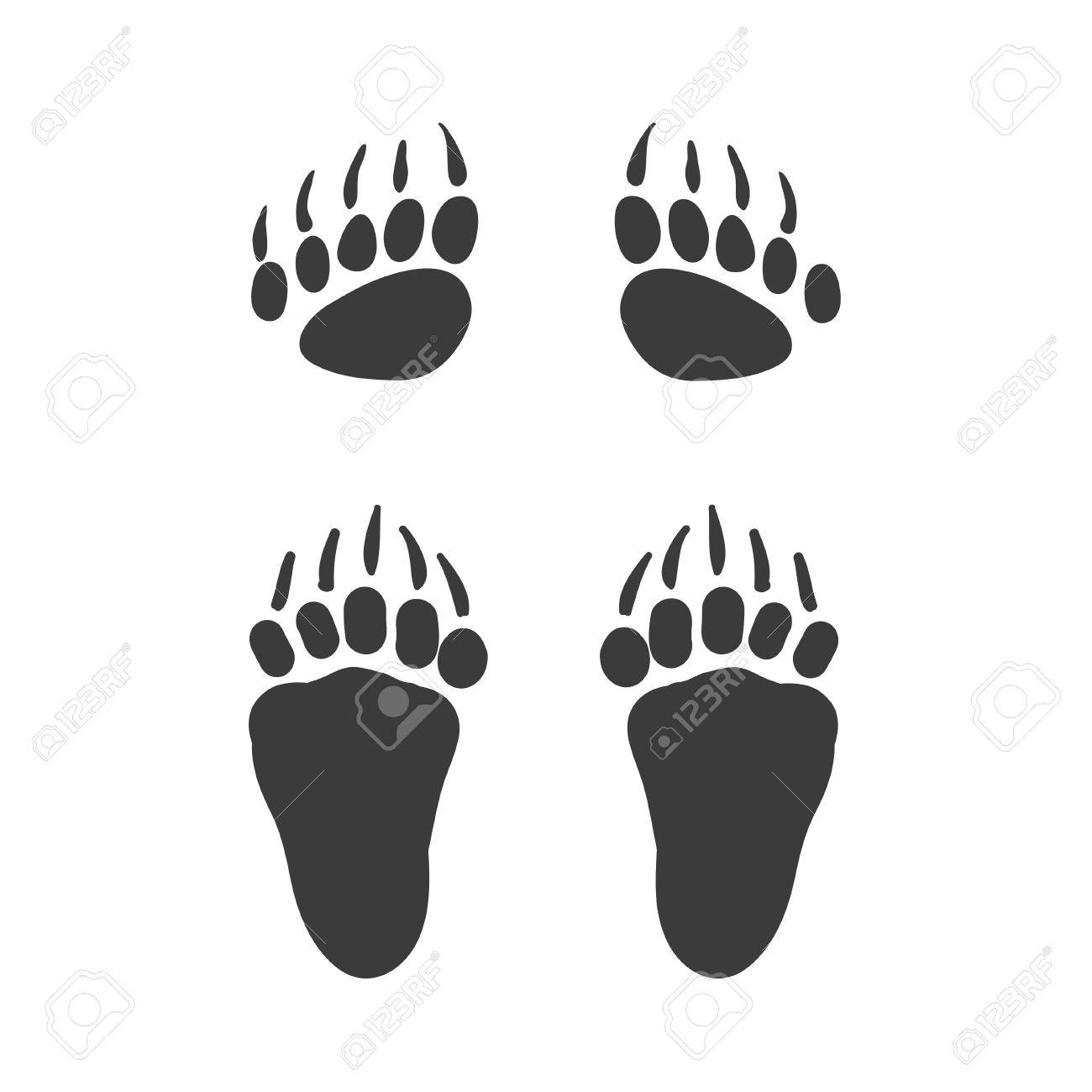 Vector Cartoon Bear Footprint. Bear Steps. Isolated Black Icon, Web Site  Design, App, UI. Animal Steps For Posters, Greeting Cards, Book Cover,  Flyers, Banner, Web, Game Designs. Royalty Free SVG, Cliparts, Vectors,, image size:1300x1300