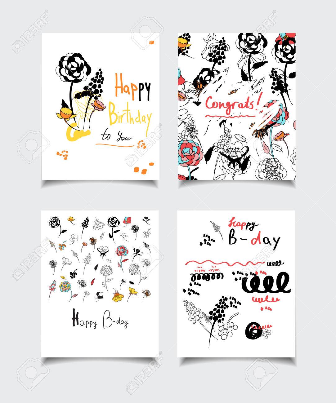 vector card collection with abstract design flower patterns