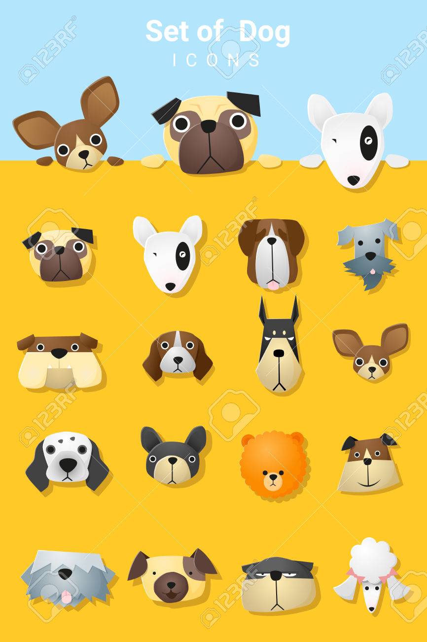 かわいい犬のアイコンをベクトル イラストのセットのイラスト素材 ベクタ Image