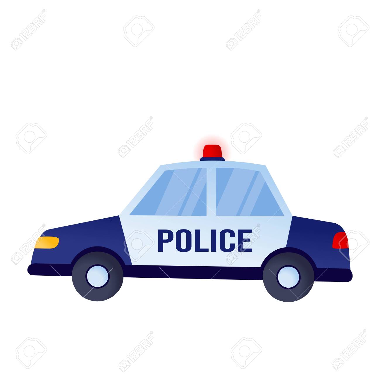 Police Patrol Car Cartoon Flat Vector 