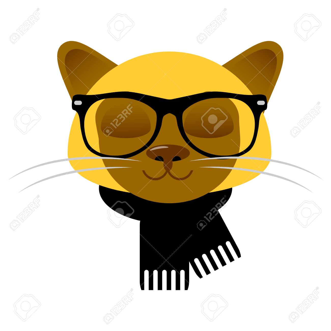 Vettoriale Scheda Con Cute Faccia Gatto Siamese In Bicchieri E