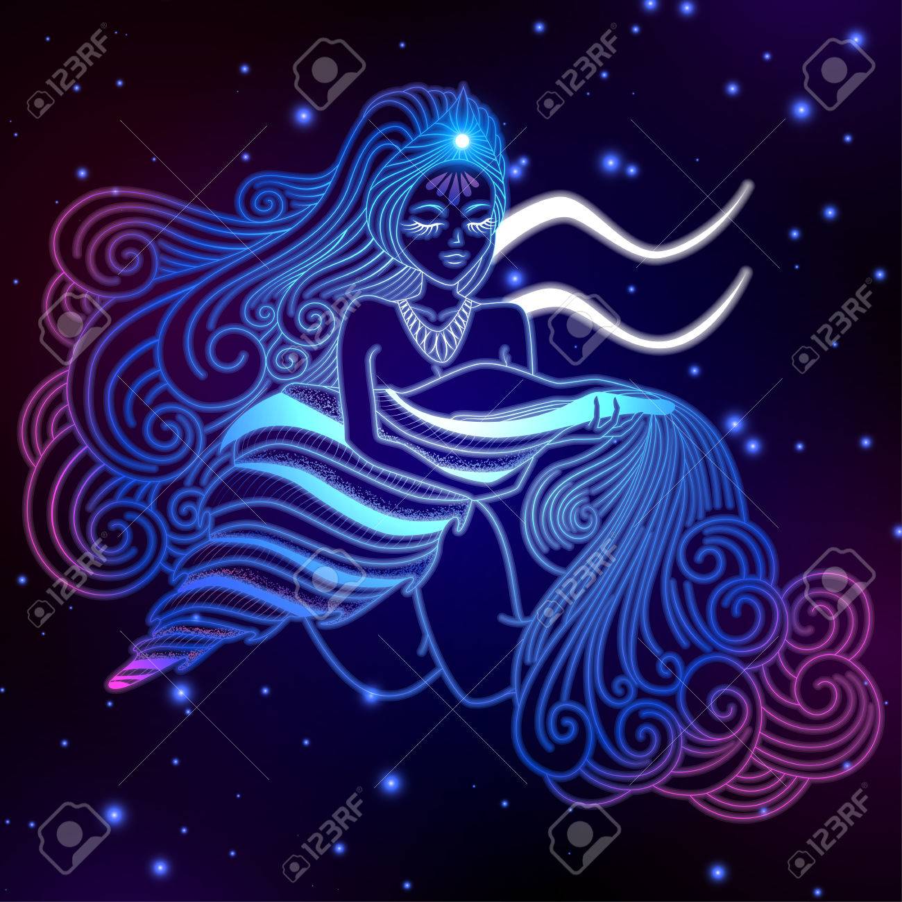 aquarius zodiac sign horoscope symbol vector illustration royalty