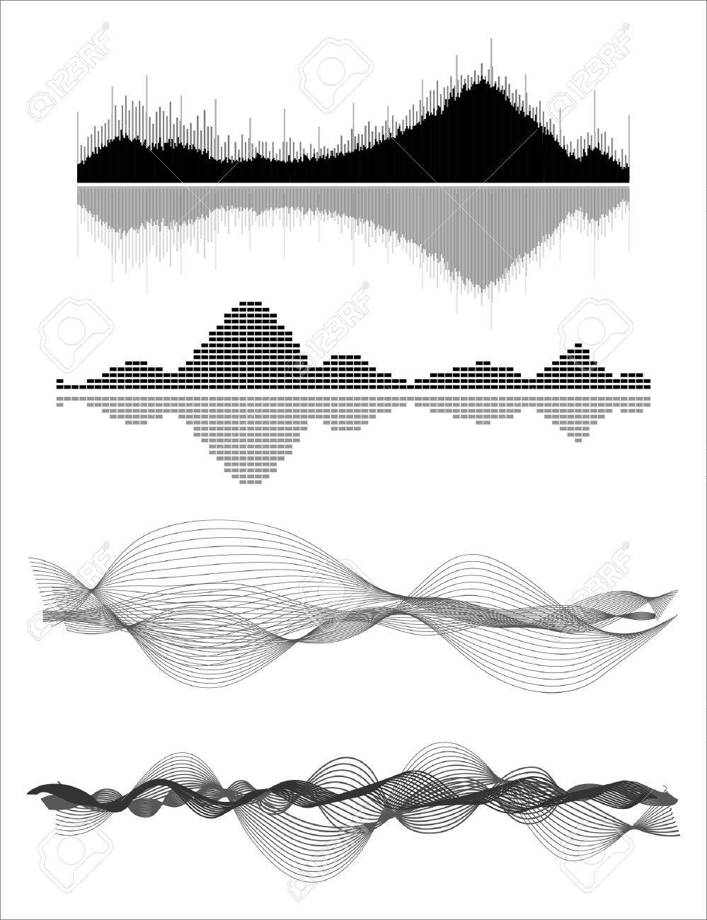 Vector music sound waves set. Audio digital equalizer technology, console panel, pulse musical. - 46085008 Vector music sound waves set. Audio digital equalizer technology, console panel, pulse musical. - 46085008