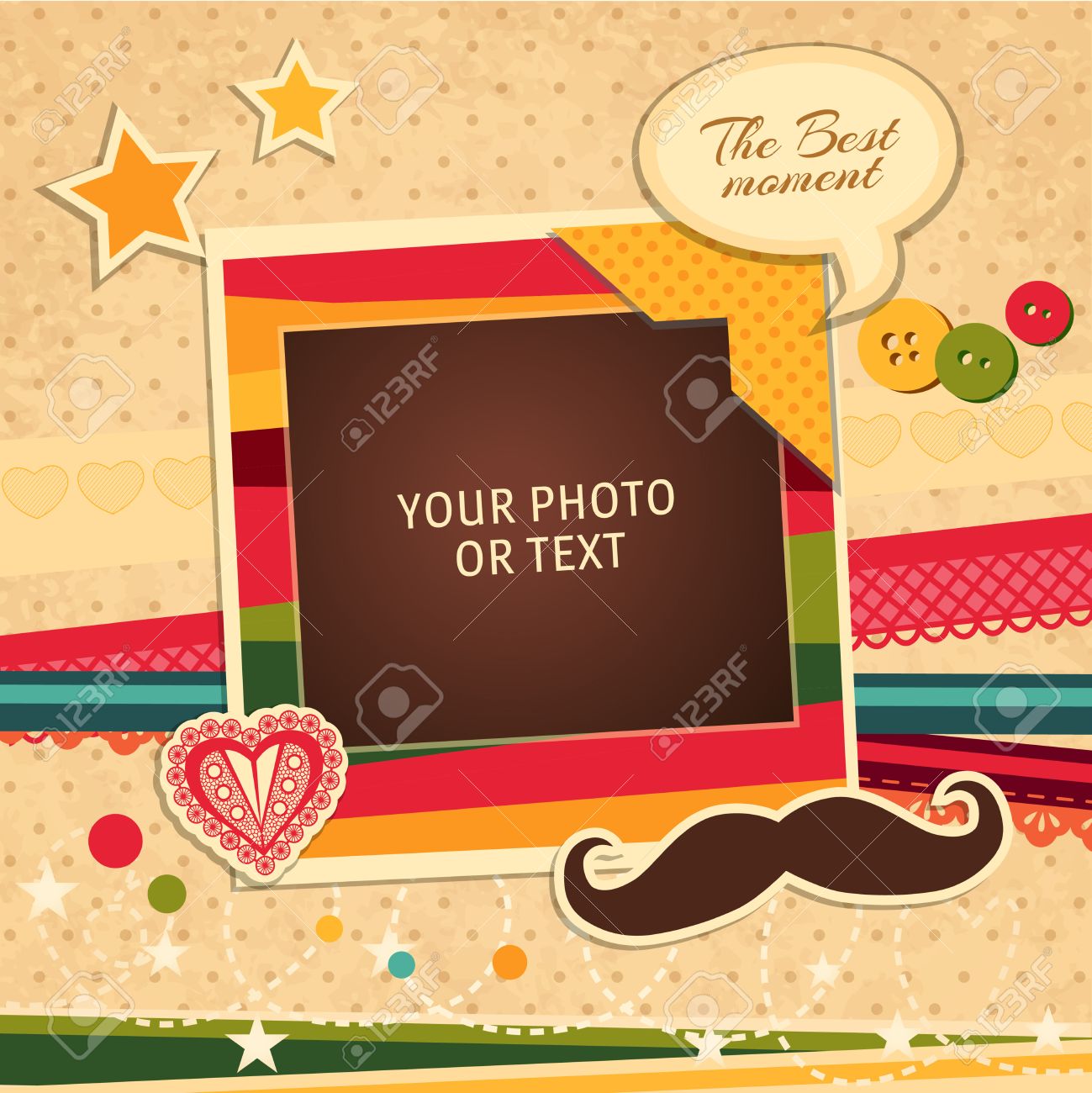 Design photo frames on nice background. Decorative template for baby, family or memories. Scrapbook concept, vector illustration. Birthday - 49174100 Design photo frames on nice background. Decorative template for baby, family or memories. Scrapbook concept, vector illustration. Birthday - 49174100
