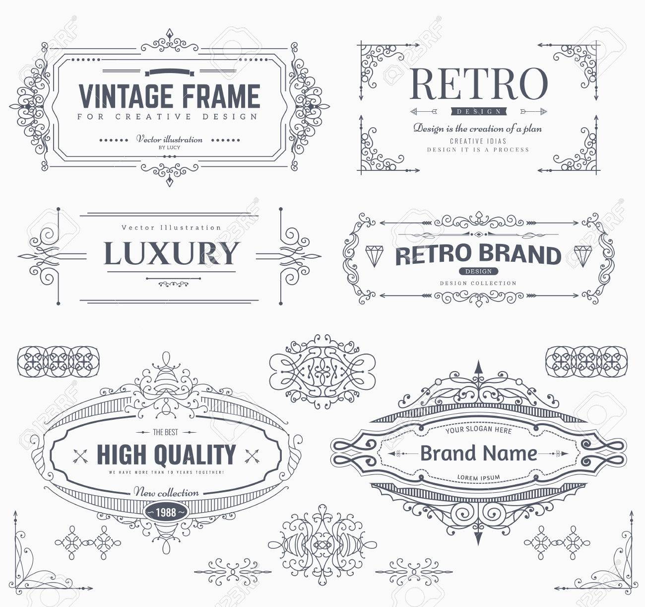 collection of vintage patterns flourishes calligraphic ornaments