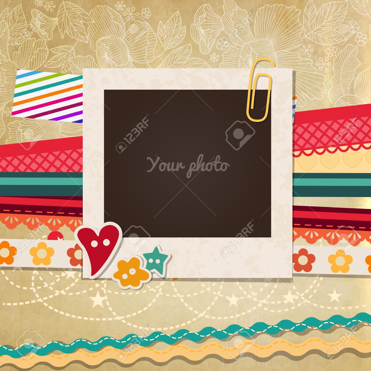 collage photo frame on vintage background album template for album template