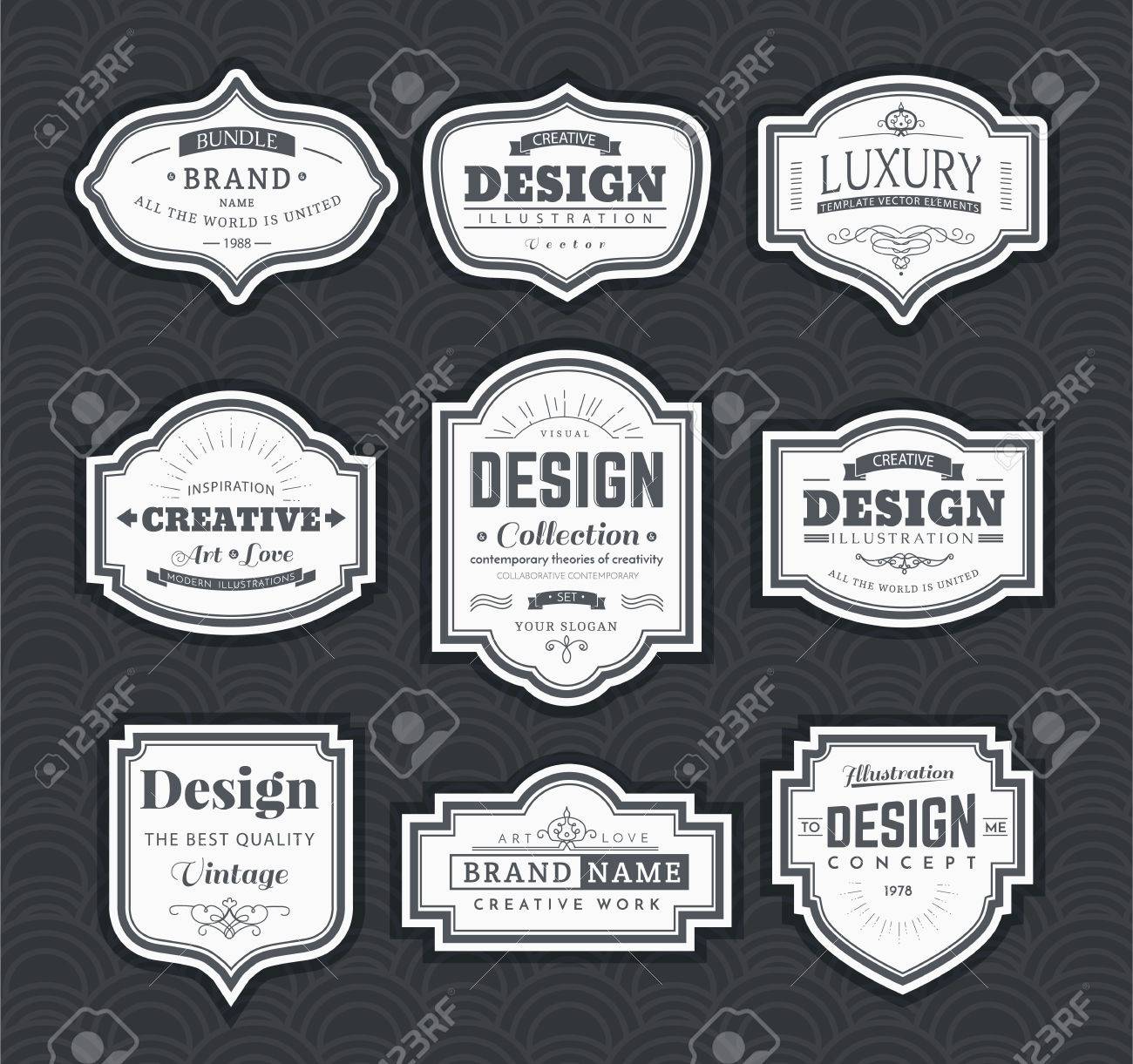 フレーム クラシック テンプレート ビンテージの輪郭に空白のフレームとラベル カフェ レストラン ブティック ホテル ショップ ジュエリーのヴィンテージの要素を設計します ベクター レトロな要素のイラスト素材 ベクタ Image