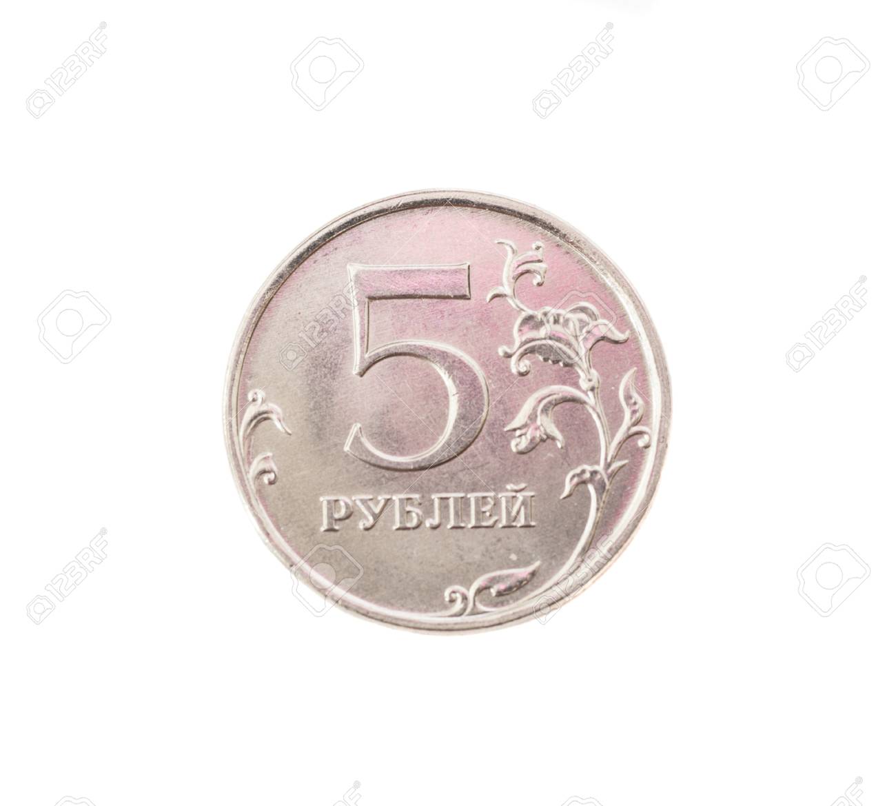 Five Russian Rubels coin isolated on white background - 29681116 Five Russian Rubels coin isolated on white background - 29681116