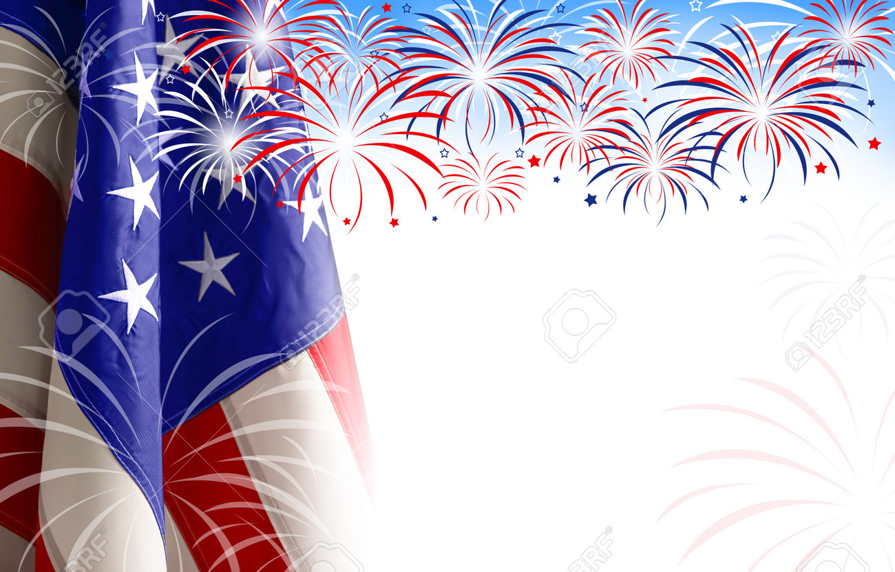 4th Of July - Independence Day Of USA. American National Flag And Fireworks  On White Background, Space For Design Stock Photo, Picture and Royalty Free  Image. Image 177556454., image size:1300x832