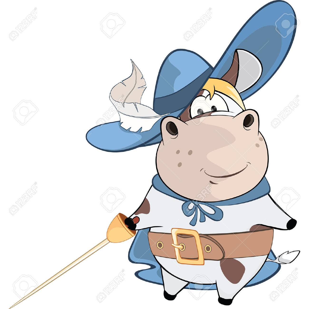 かわいい牛のイラスト 王の銃士 漫画のキャラクター のイラスト素材 ベクタ Image