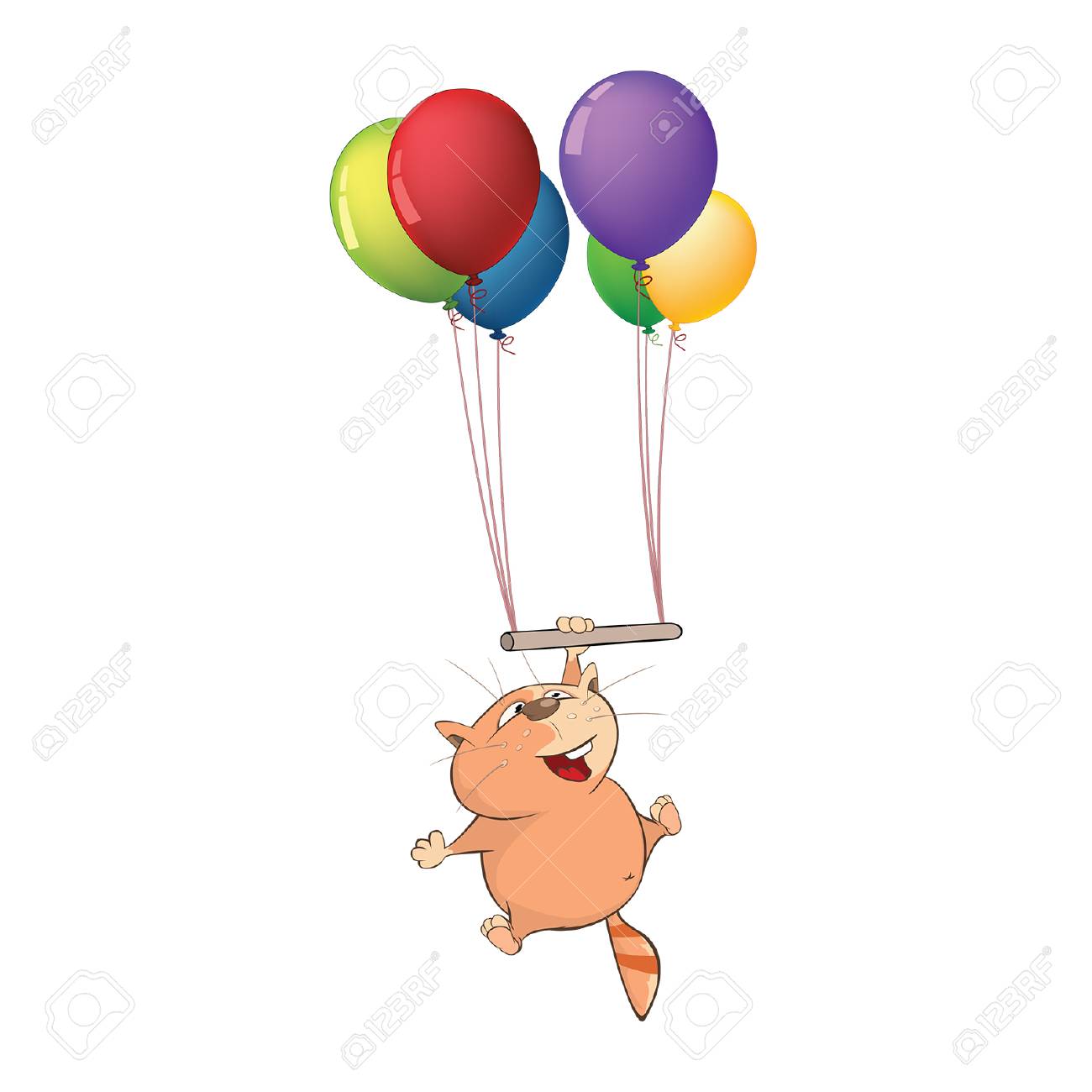 Illustration D Un Chat Mignon Et Des Ballons De Jouet Personnage De Dessin Anime Clip Art Libres De Droits Vecteurs Et Illustration Image
