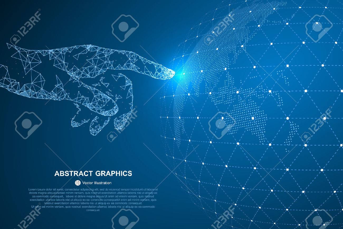 Touch the future, vector illustration of a sense of science and technology. - 64577545 Touch the future, vector illustration of a sense of science and technology. - 64577545