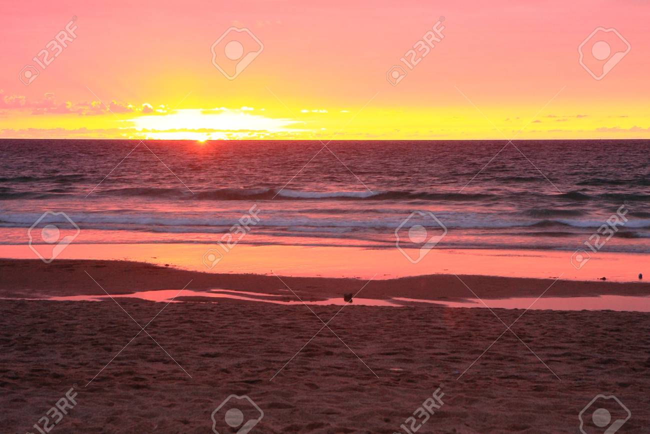 Pinkish Sunset On The French Shore Stock Photo Picture And Pinkish Sunset On The French Shore Stock Photo Picture And