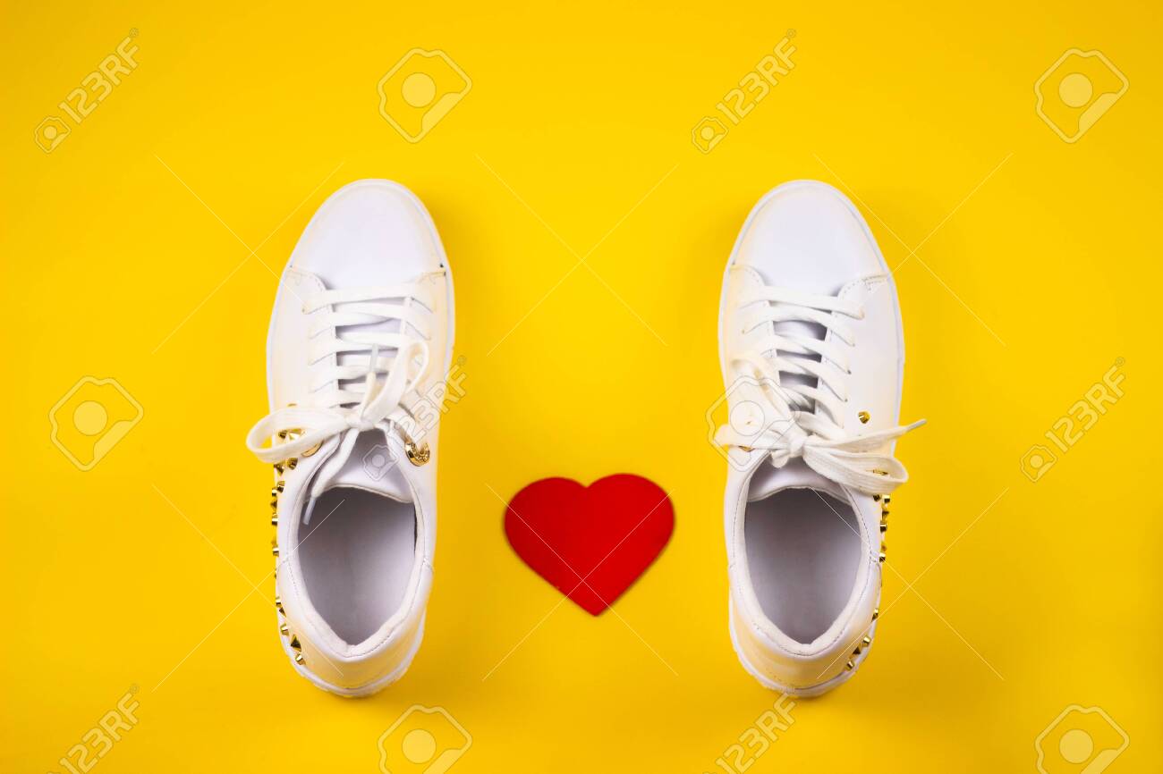 white shoes red heart