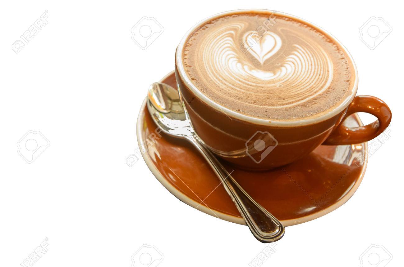 ハートのラテアートでホット モカ コーヒー の写真素材 画像素材 Image