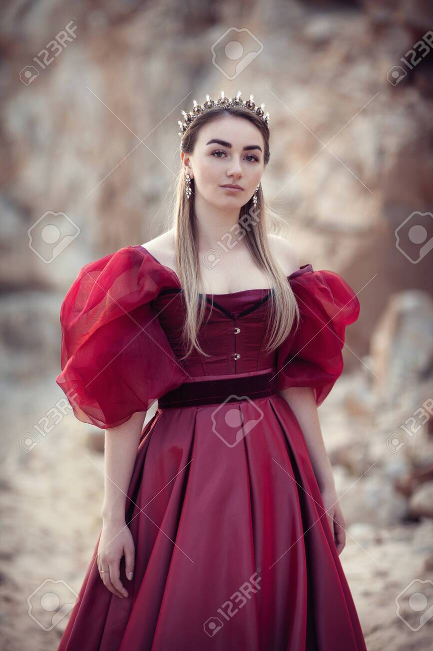 beautiful girl in red gown