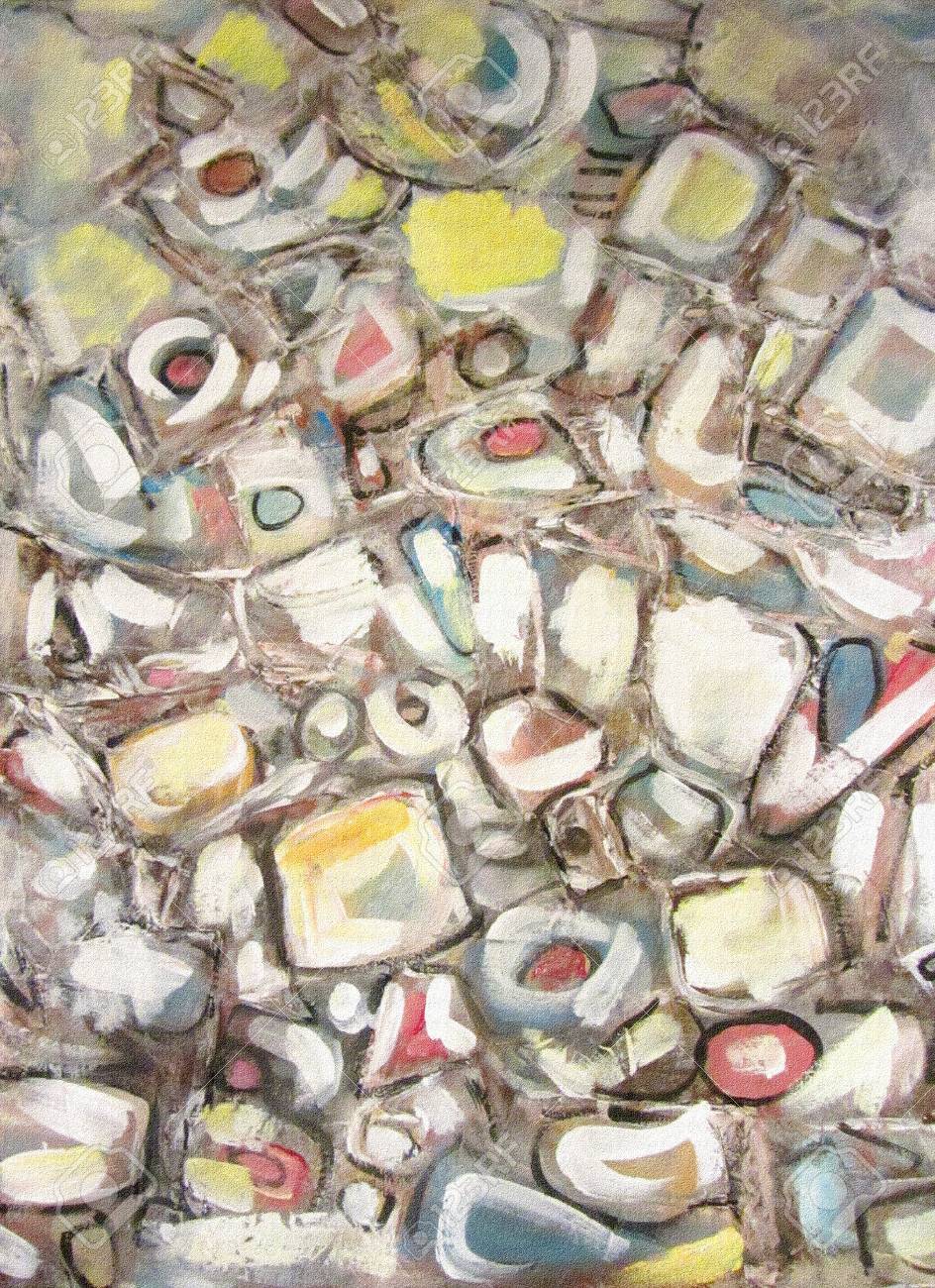 Arte Blanco Con Naranja Marron Y Manchas Amarillas Rio De