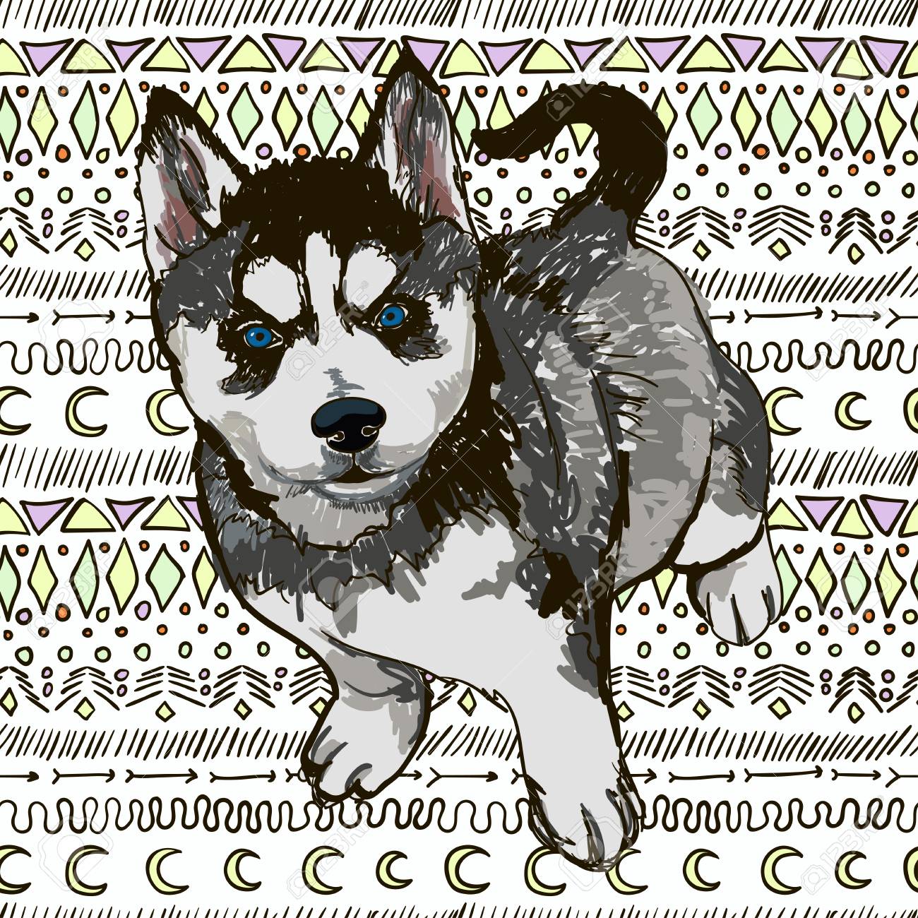 ハスキー犬のイラスト のイラスト素材 ベクタ Image