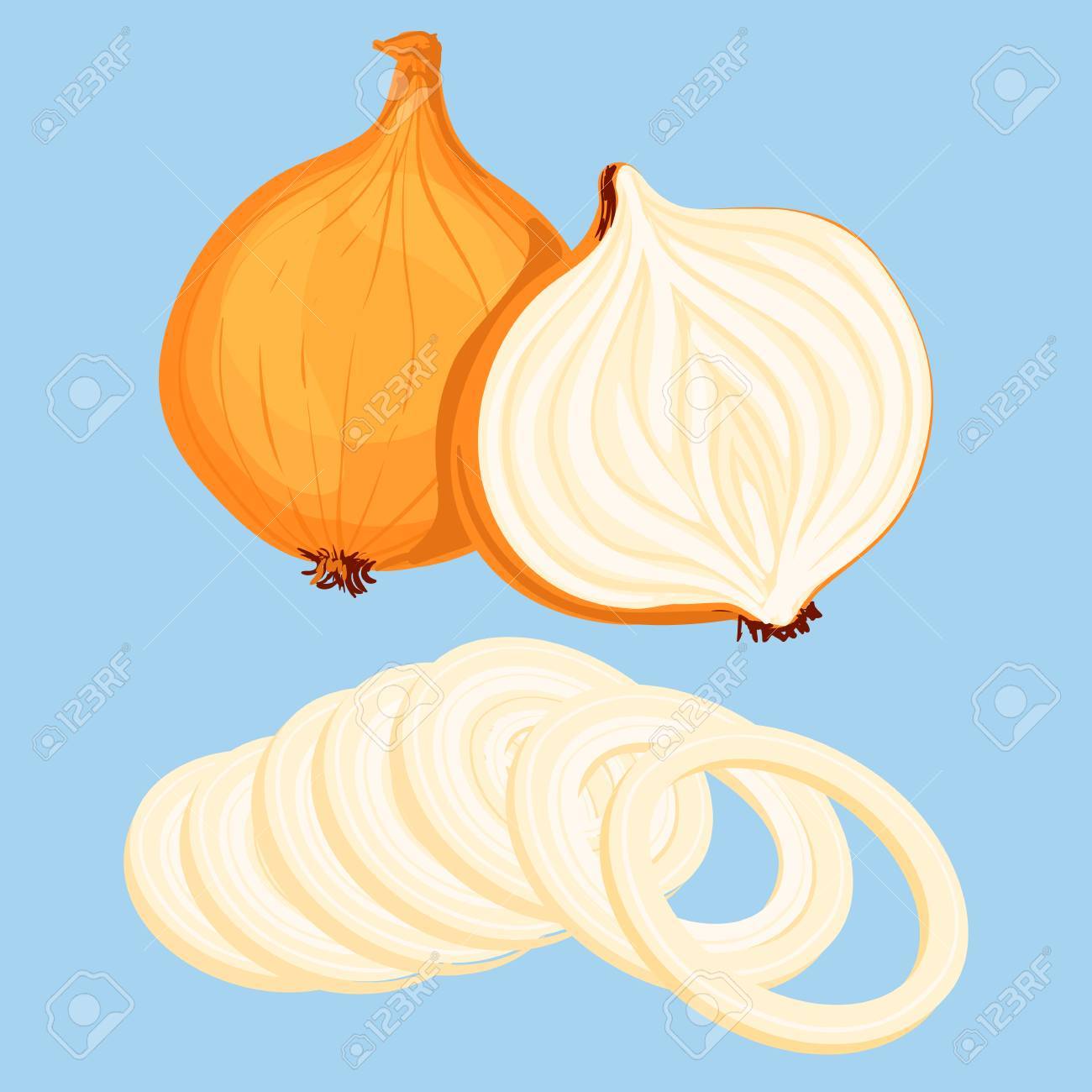 全体の玉葱 半分 タマネギ リング青の背景に分離されました イラスト のイラスト素材 ベクタ Image 全体の玉葱 半分 タマネギ リング青の背景に分離されました イラスト のイラスト素材 ベクタ Image