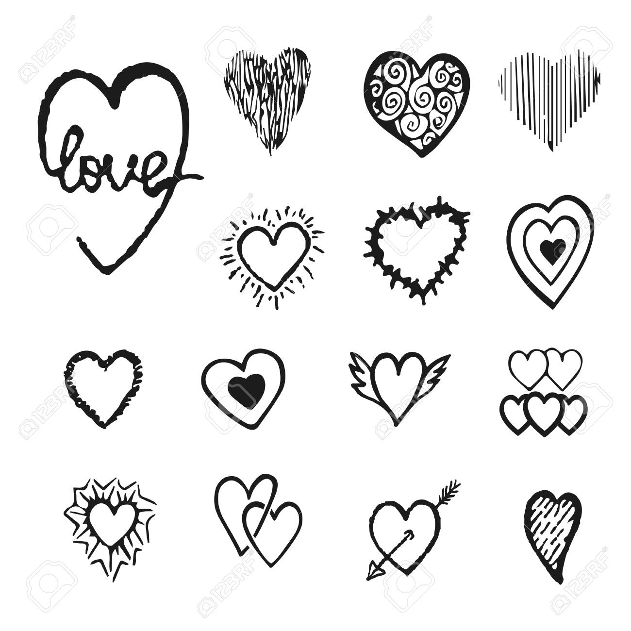 Vector Schwarz Weiss Hand Gezeichnet Mit Herzen Design Elemente Fur Valentinstag Lizenzfrei Nutzbare Vektorgrafiken Clip Arts Illustrationen Image 91174829
