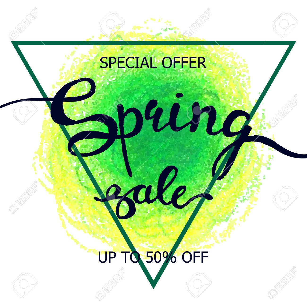 ベクトルカラフルなポスター 春の三角フレーム クレヨン落書きテクスチャの背景 イラストはカード チラシ バナーとして使用できますのイラスト素材 ベクタ Image