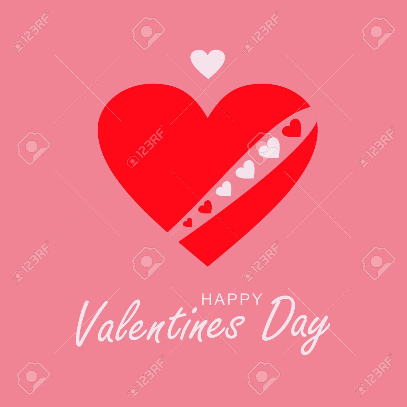 Vector Illustration Loving Heart Red Heart With White Caron From