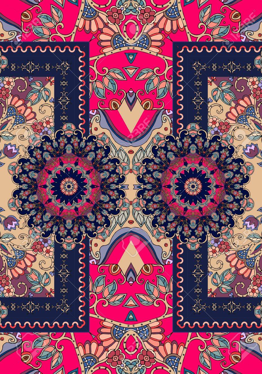 Seamless Vector Pattern With Ornamental Frame And Beautiful Rosettes Persian Turkish Damask Seamless Vector Pattern With Ornamental Frame And Beautiful Rosettes Persian Turkish Damask