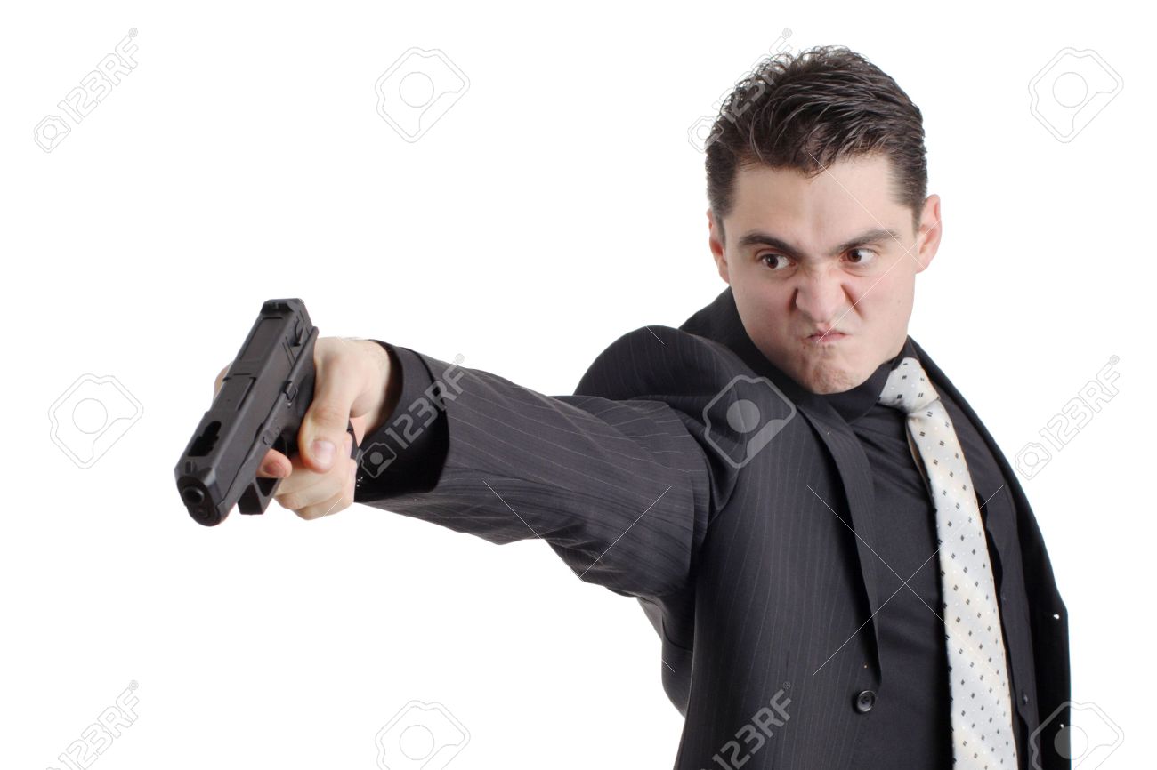 Angry Person With A Gun Isolated On White Background Stock Photo Picture And Royalty Free Image Image