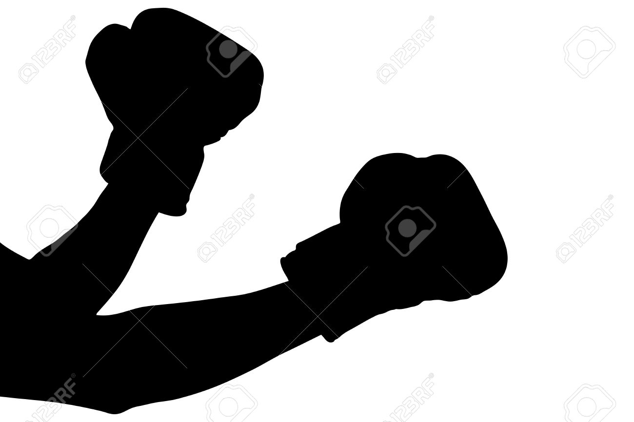 a silhouette of a boxing gloves isolated on white background stock