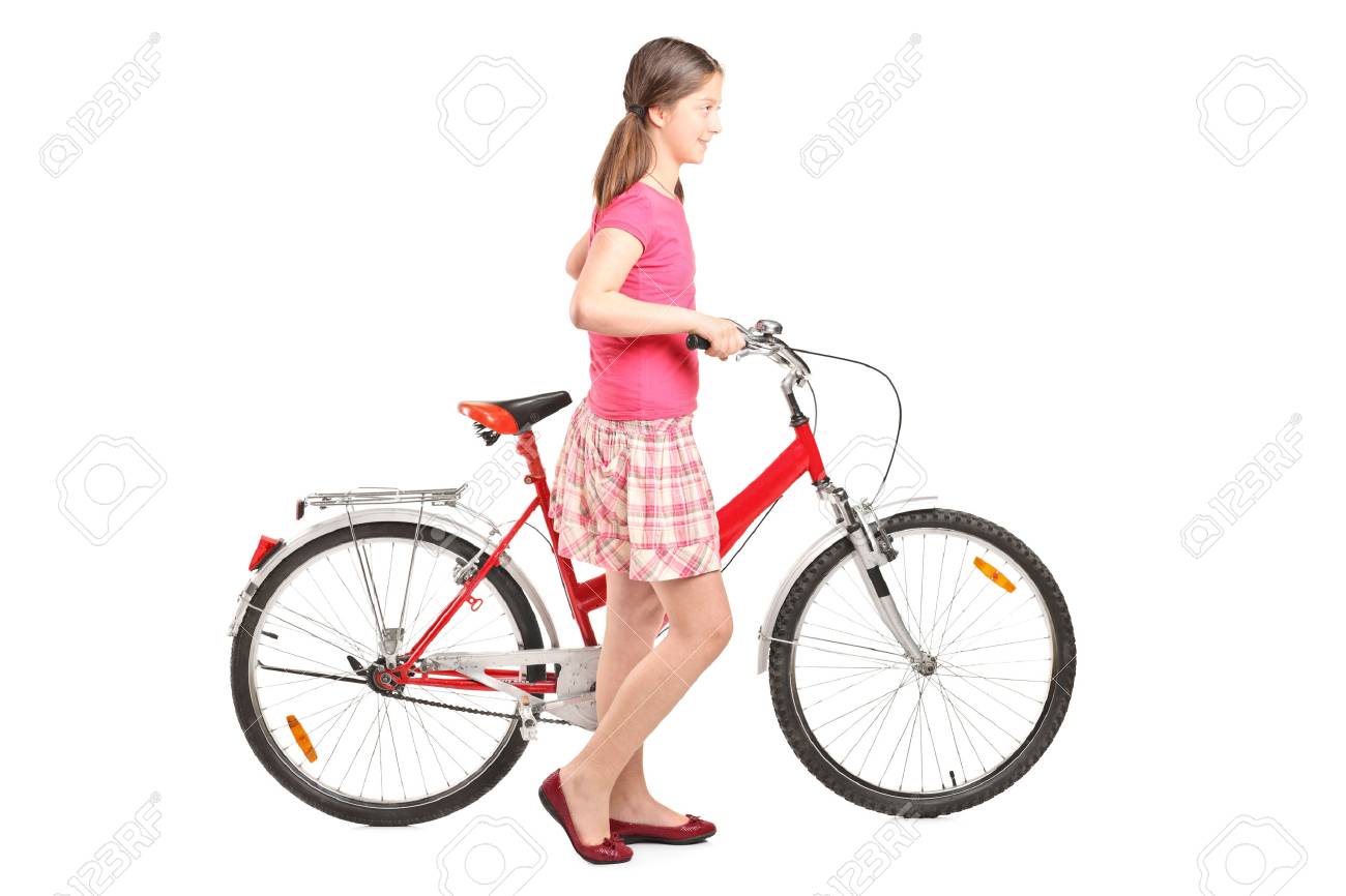 pushing a bike