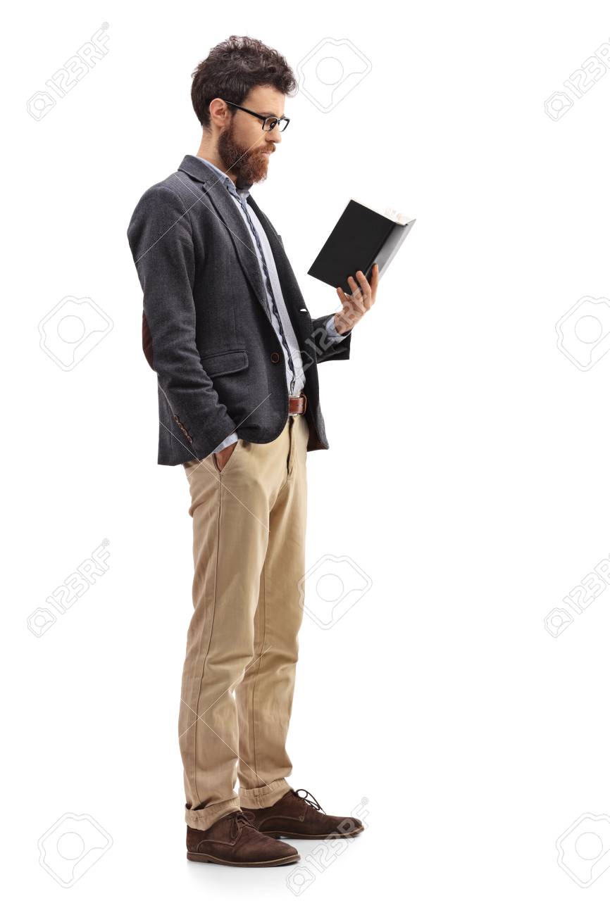 Male Professor Standing And Reading 