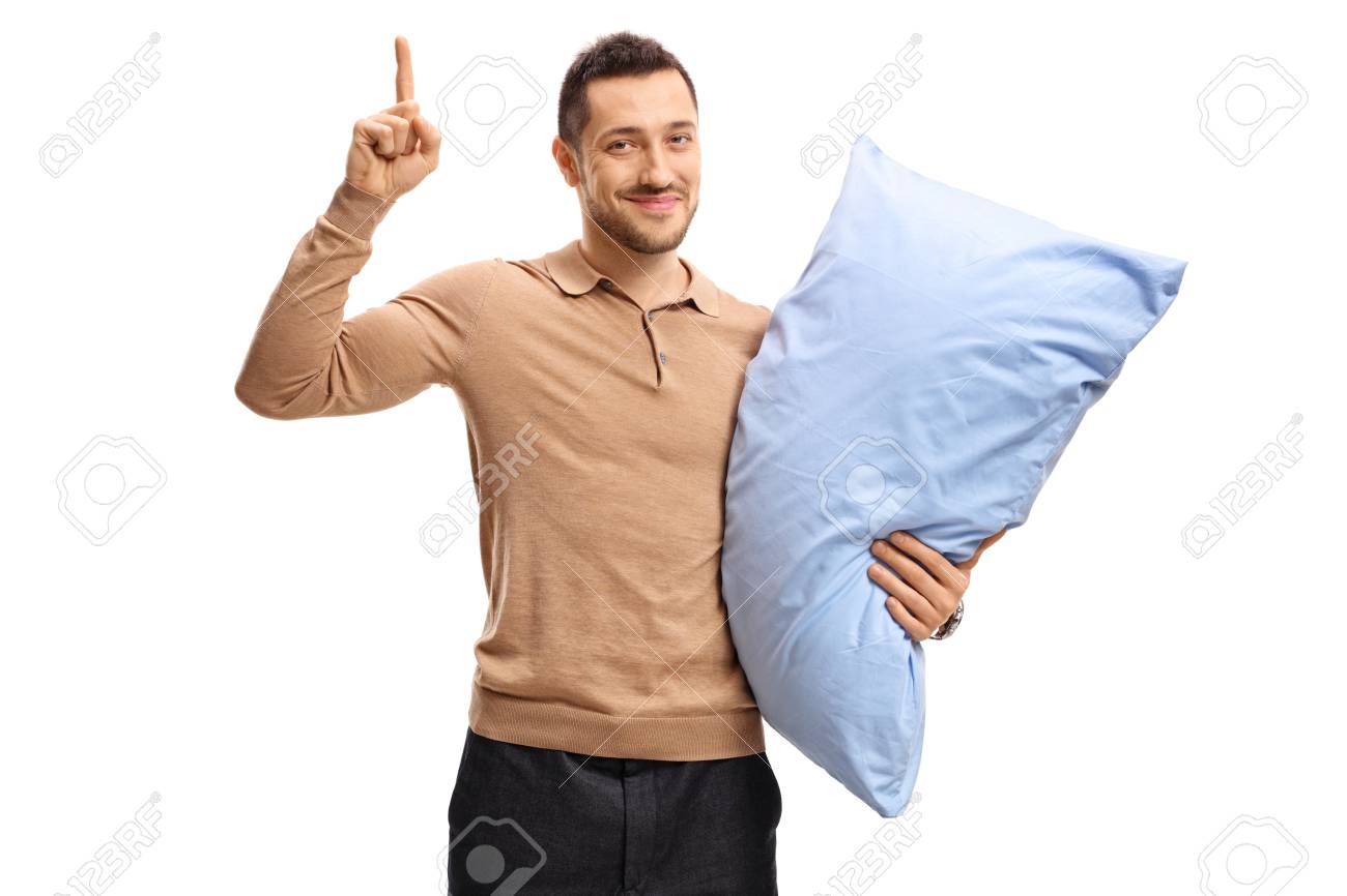 man with pillow
