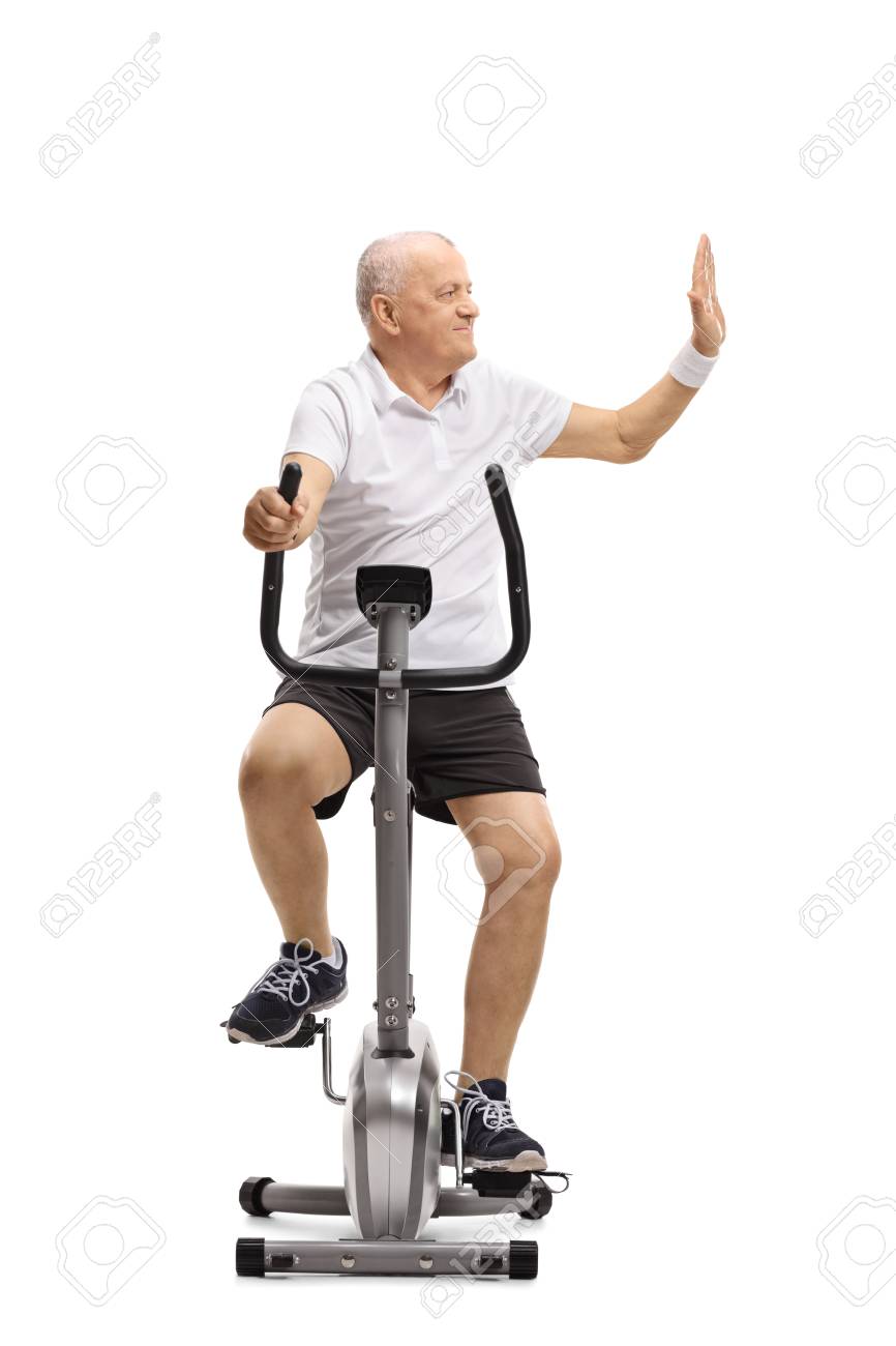 riding a stationary bike