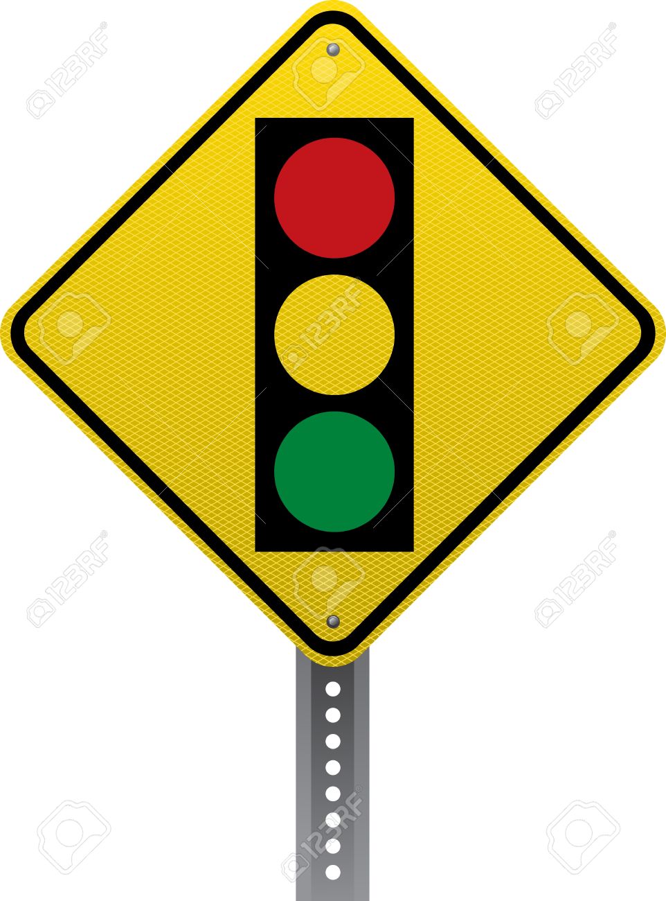 交通信号のトラフィック警告のサインです ダイヤモンド形の交通標識の今後の道路状況や危険ドライバーに警告します のイラスト素材 ベクタ Image