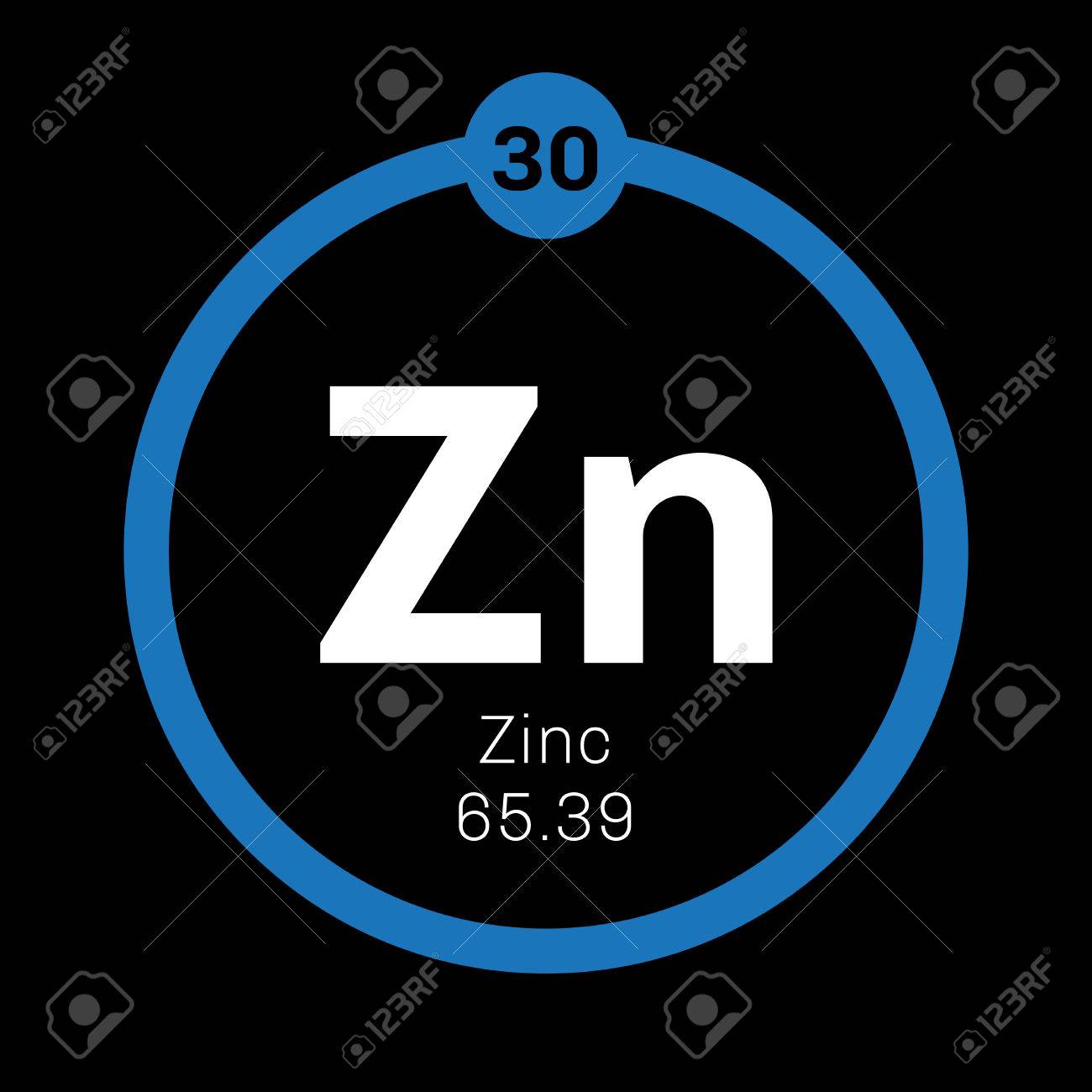 亜鉛化学要素 地球上の共通の要素 原子番号と原子量のカラー アイコン 周期表の元素です のイラスト素材 ベクタ Image