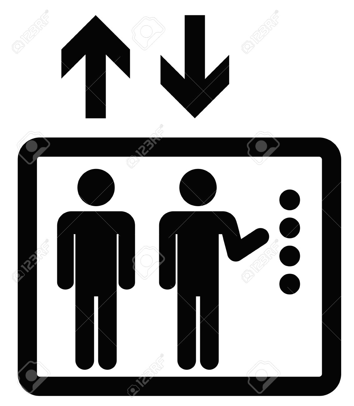 elevator sign black icon isolated on white background an